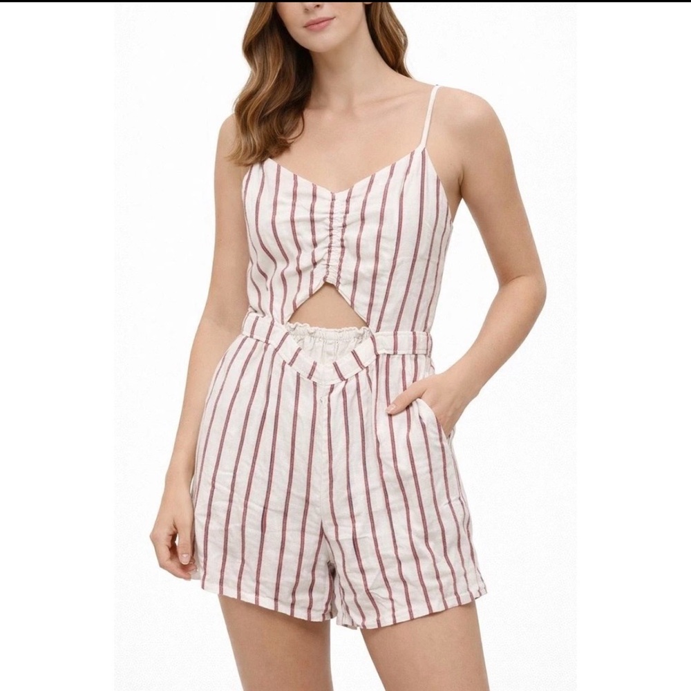 Hollister Red and White Striped Top